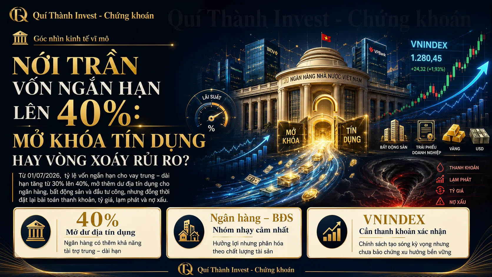 NỚI TRẦN VỐN NGẮN HẠN CHO VAY TRUNG – DÀI HẠN LÊN 40%: MỞ KHÓA TÍN DỤNG HAY MỞ LẠI VÒNG QUAY RỦI RO?